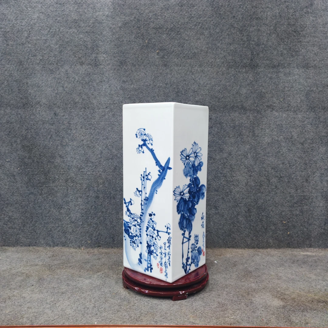 景德镇陶瓷四方瓶镶器花瓶摆件