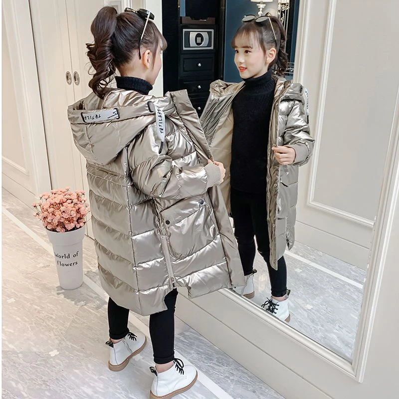 波司澄女童中长款时尚冬装2023新款儿童保暖羽绒服中大童加厚免洗