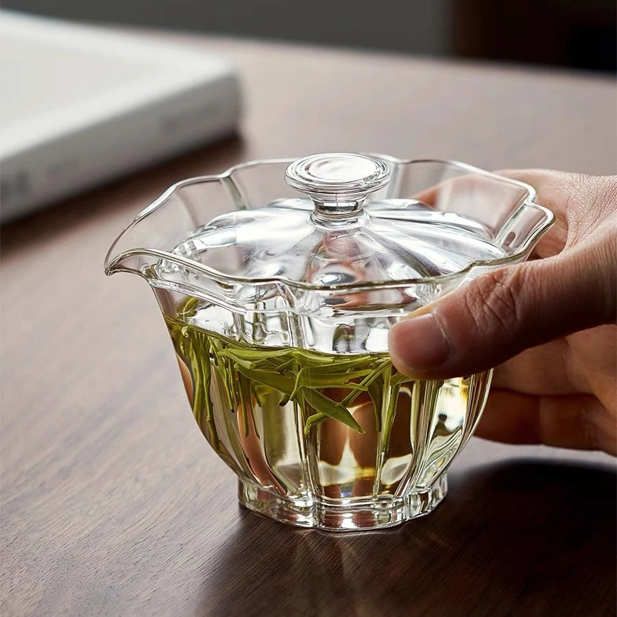 高硼硅玻璃盖碗防烫泡茶百财不烫手茶碗带过滤泡茶杯茶具手抓壶