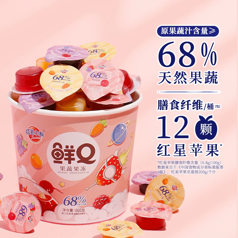蜡笔小新鲜Q果蔬果冻0脂肪果汁布丁爆爆珠果冻膳食纤维儿童零食LB