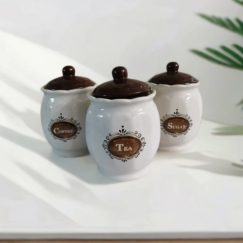 【迪拉生活用品店推荐】新疆包邮欧式轻奢陶瓷茶叶罐糖罐三件套