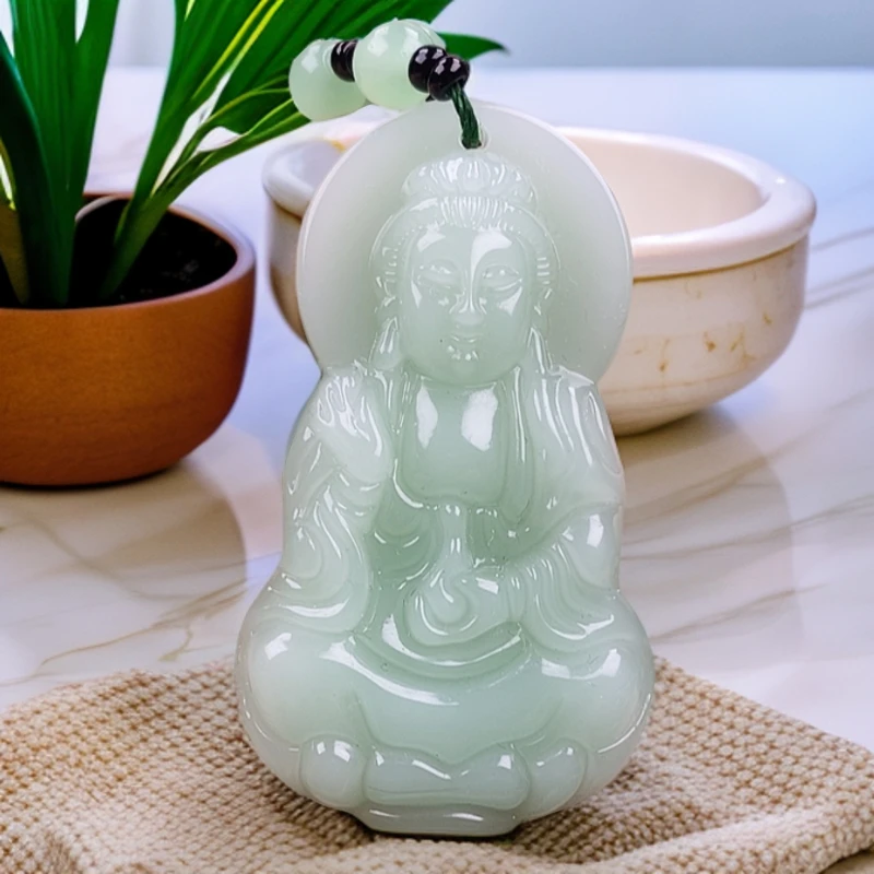 浅绿八角观音5手工男女同款单面时尚经典百搭精美吊坠