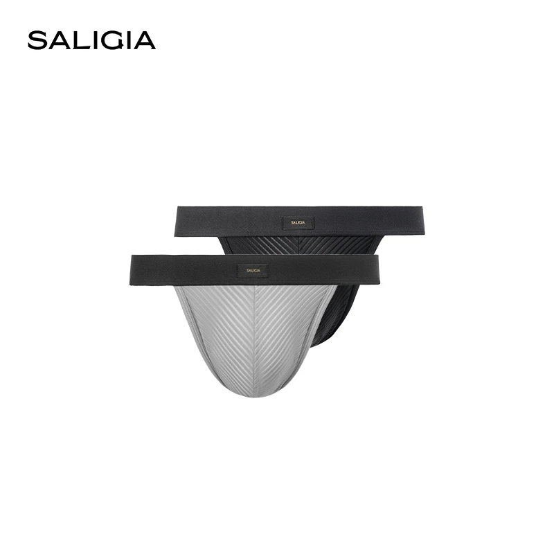 SALIGIA猎享时刻锦纶网纱镂空条纹男士低腰性感高叉内裤