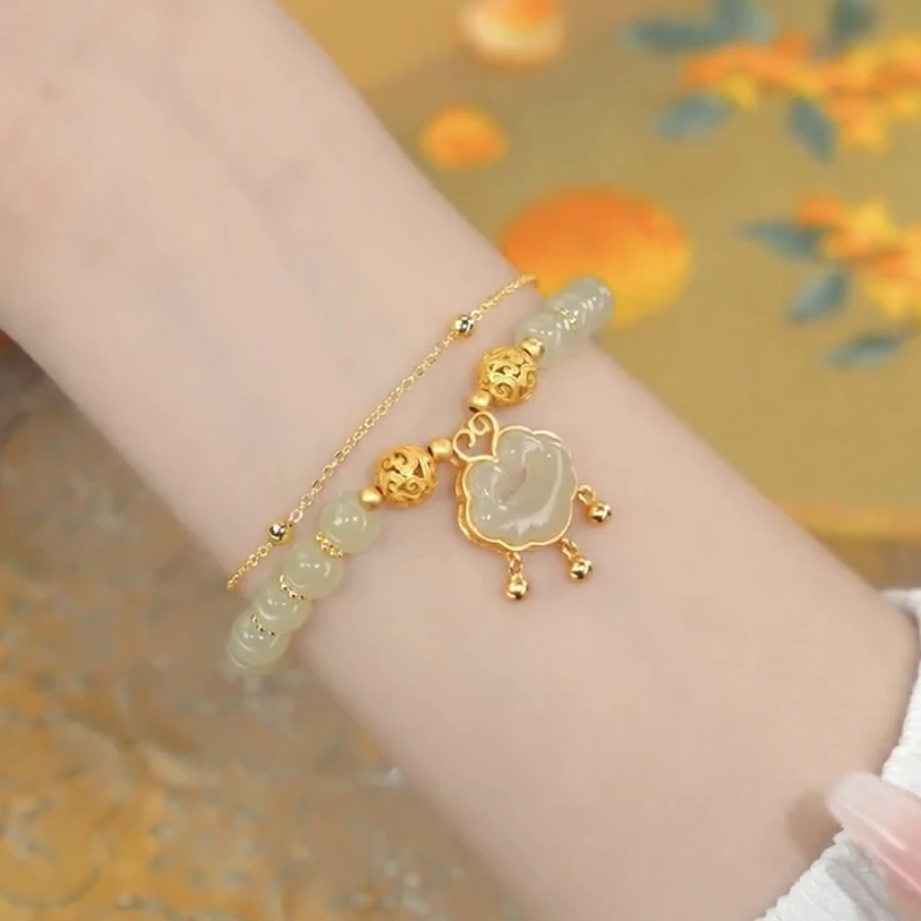 铜合金手链 双层祥云平安锁手链新款火爆款时尚百搭网红饰品