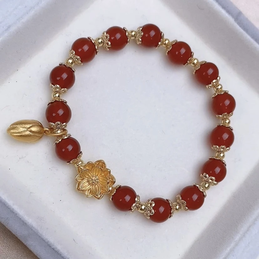 铜合金手链 莲花手链情侣款新款火爆款手串珠气质网红饰品