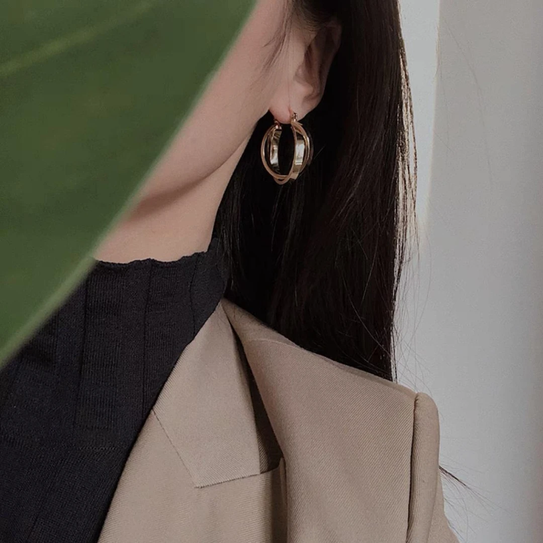 铜合金耳饰 狂飙大嫂陈书婷同款几何圈圈耳环女独特设计耳坠