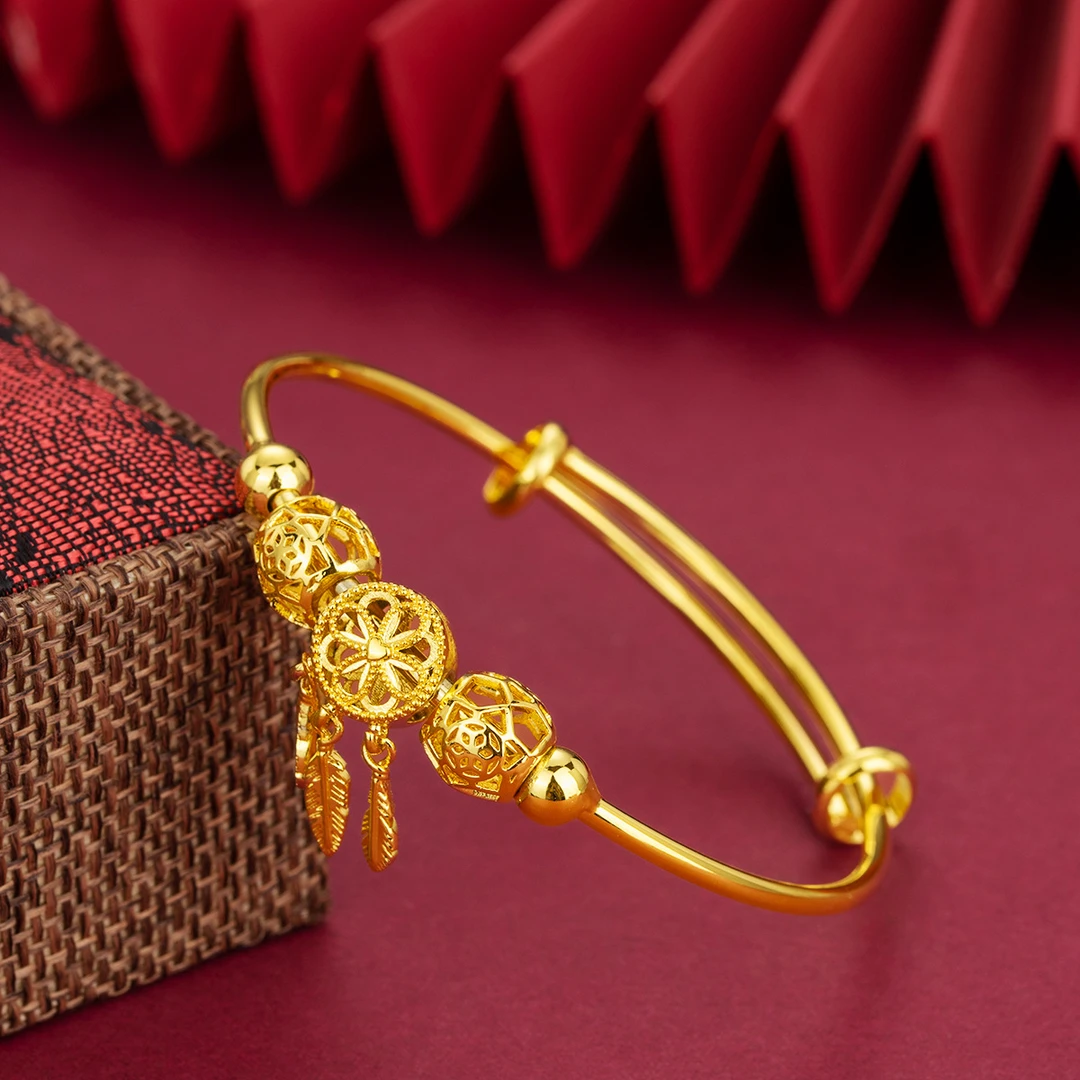 铜合金手镯 捕梦网手镯女手环时尚间约个性小清新女款羽毛坠链镯