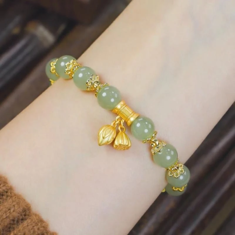 铜合金手链 莲子手链串珠手串小众设计七夕送女朋友情人节礼物潮