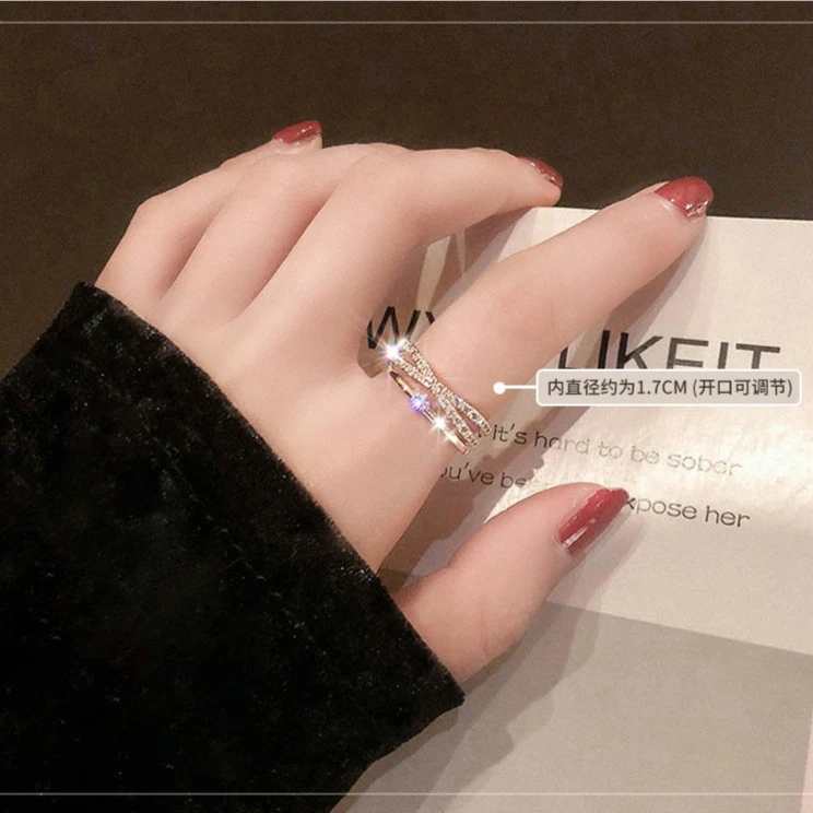 铜合金锆石戒指 新款火爆款女款网红小众高级感个性开口戒指