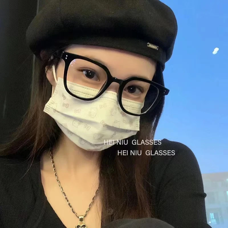 gm同款黑色眼镜框女大脸方形复古网红小红书素颜眼镜男时尚圆脸