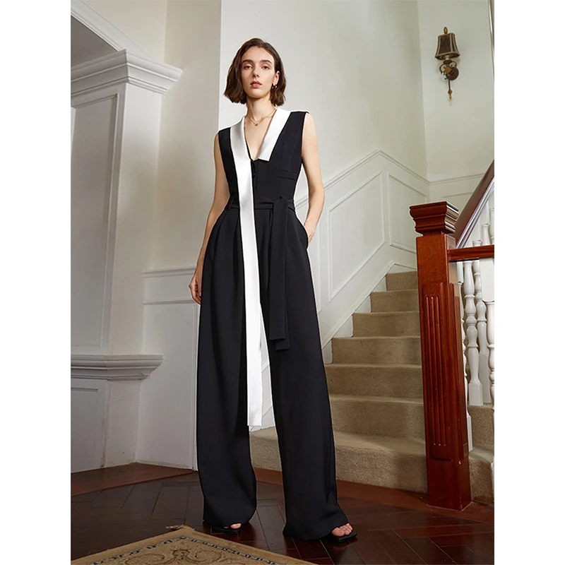 【楠哥专属】_Studio原创设计感领带简约显瘦高腰连体裤 22190