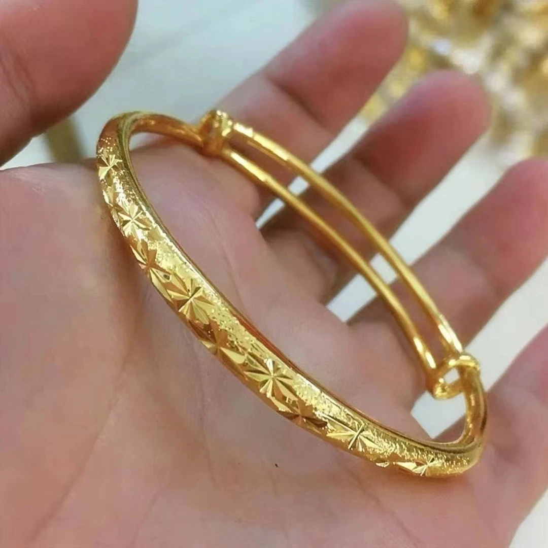 【专柜同款】手镯  满天星 推拉手镯女款磨砂金色镯子时尚