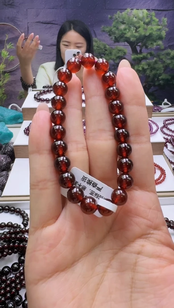 【闪购商品】石榴石手串未镶嵌橙红石榴石8mm+多样式发一