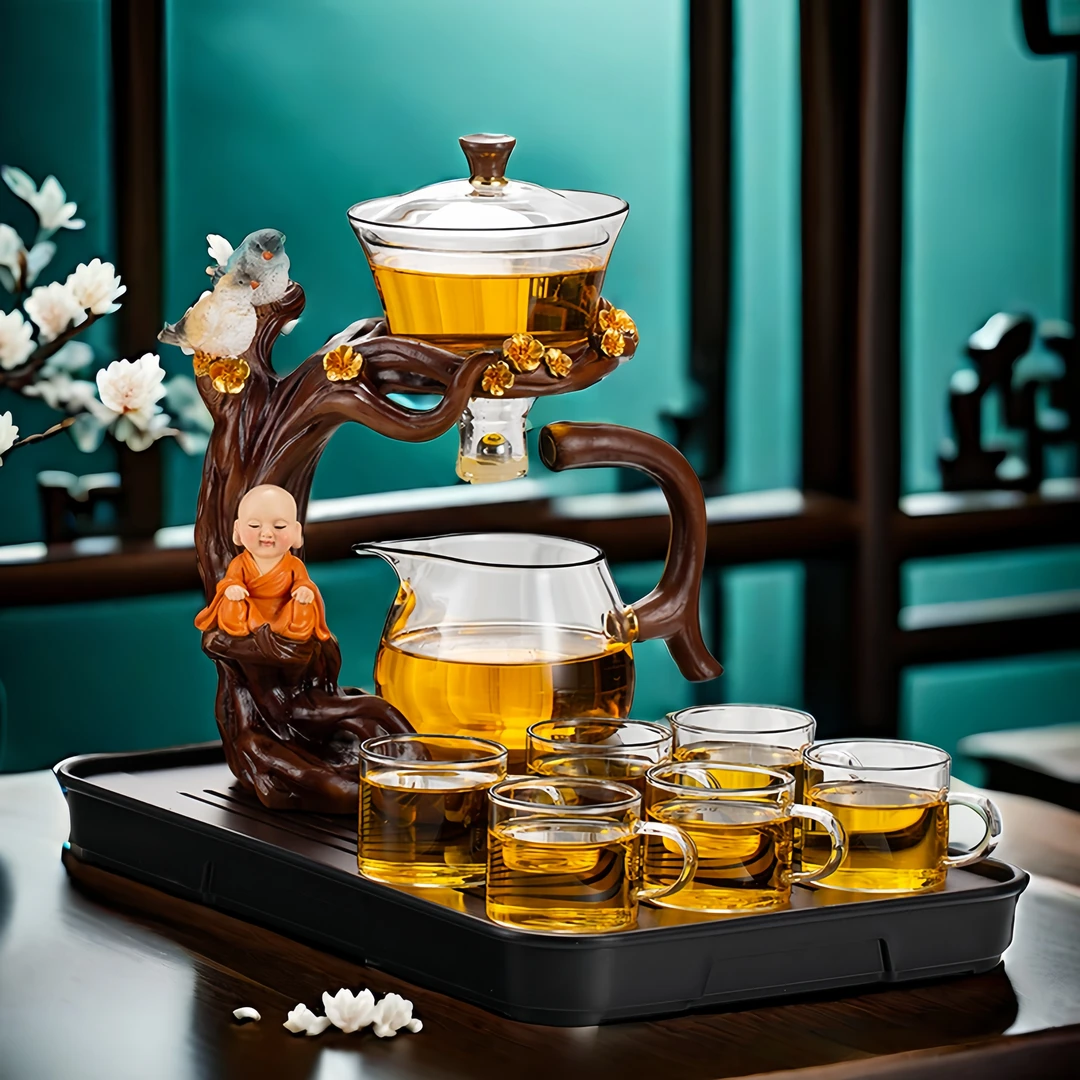 创意懒人茶具套装办公室功夫茶具套装玻璃磁吸泡茶壶自动茶具套装