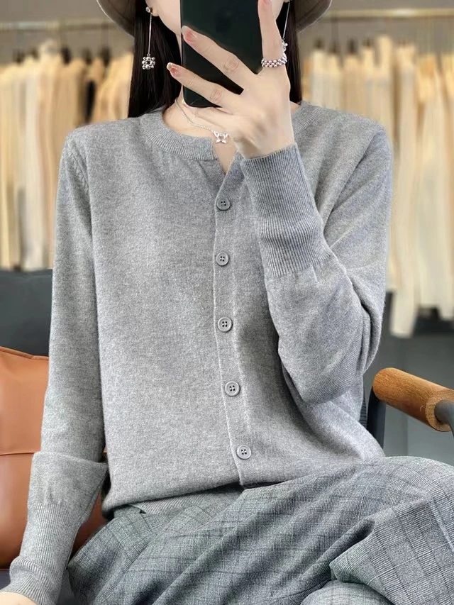 【圆领开衫】简约开衫上衣气质百搭宽松