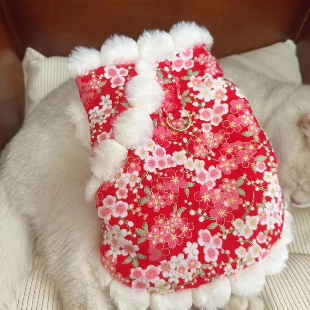 秋冬狗狗猫咪衣服冬季保暖2024年新中式新年过年喜庆宠物红色唐装