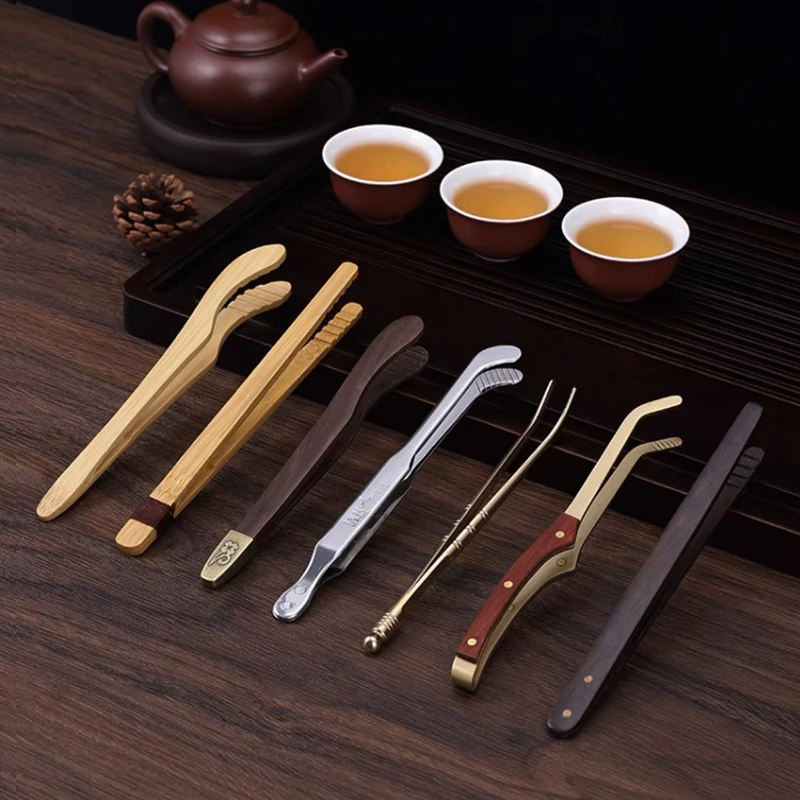 茶夹镊子不锈钢高端纯铜竹制黑檀实木泡茶叶茶杯茶夹功夫茶具配件