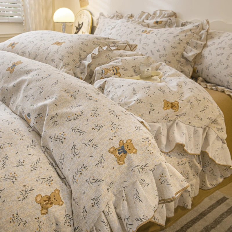 新款全棉磨毛四件套冬季加厚纯棉秋冬被套床单宿舍三件套床上用品