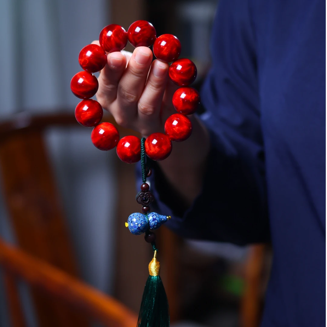 正宗帝王血龙木满水波2.0*12佛珠文玩手串男女士念珠手链