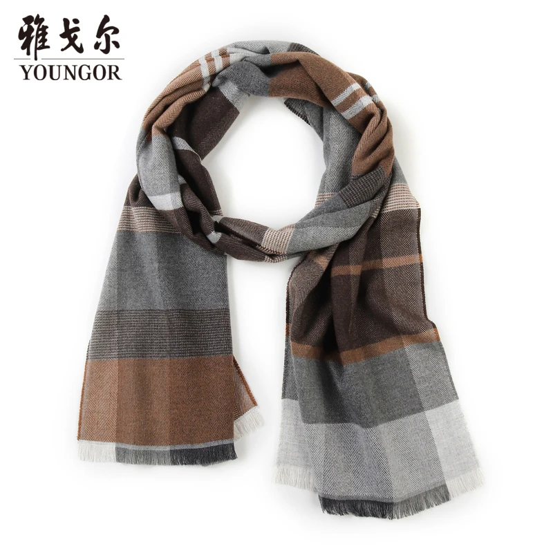 【15%绵羊毛】雅戈尔男秋冬季百搭保暖英伦围巾时尚经典格子729981
