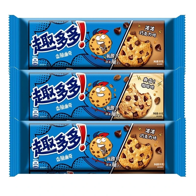 趣多多香脆曲奇85g*4盒饼干香浓巧克力味大块曲奇零食小吃