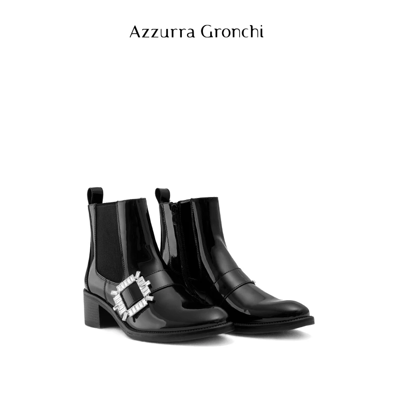 Azzurra Gronchi 女鞋 闪钻方扣 切尔西靴
