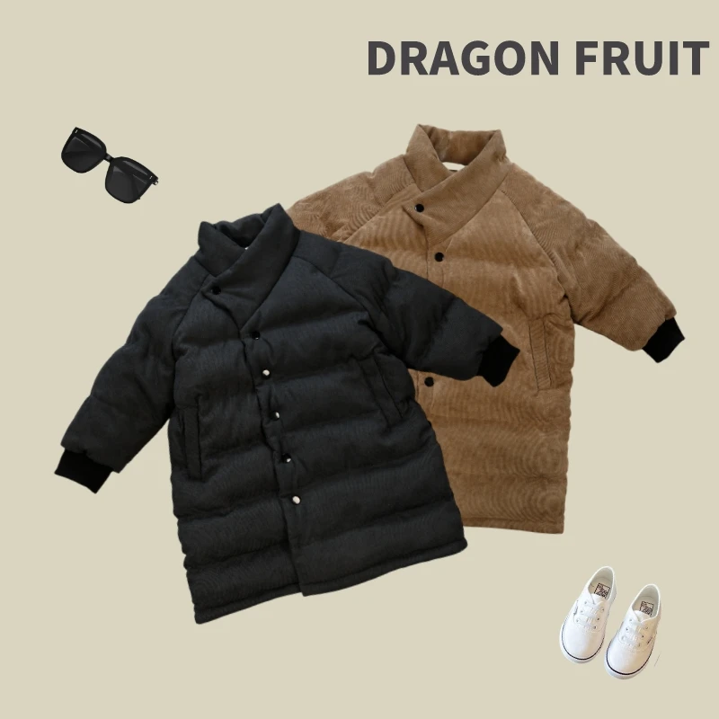 儿童棉服冬季长款拜年服新款棉袄大衣中大童加厚棉衣男童上衣童装