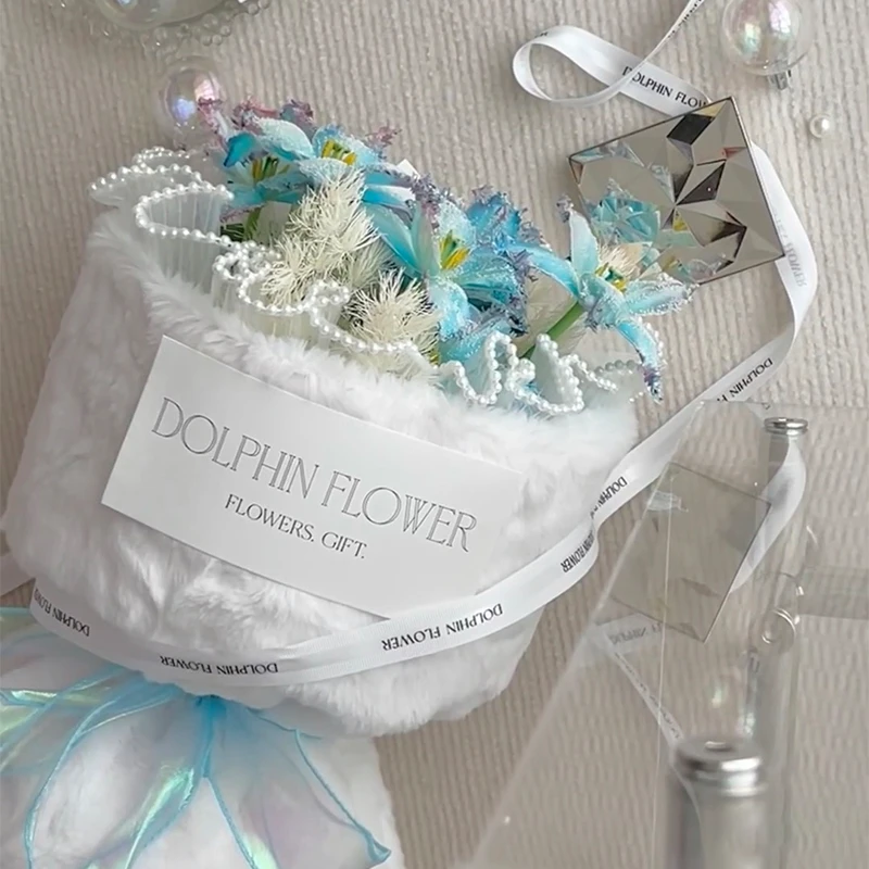 秋冬草莓花束兔绒布花艺包花布羊羔绒布花店用品资材