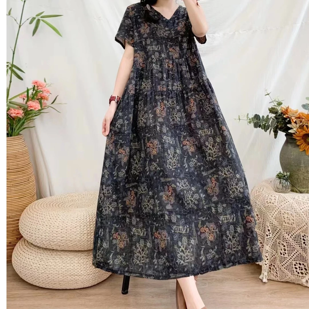 1049新款夏季渐变丁达尔穿搭显瘦气质时尚百搭印花洋气女装连衣裙