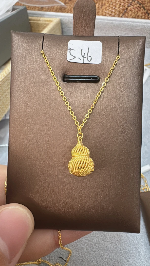 【足金999镂空葫芦套链】纯黄金真金5G简约节日礼物爆闪锁骨链