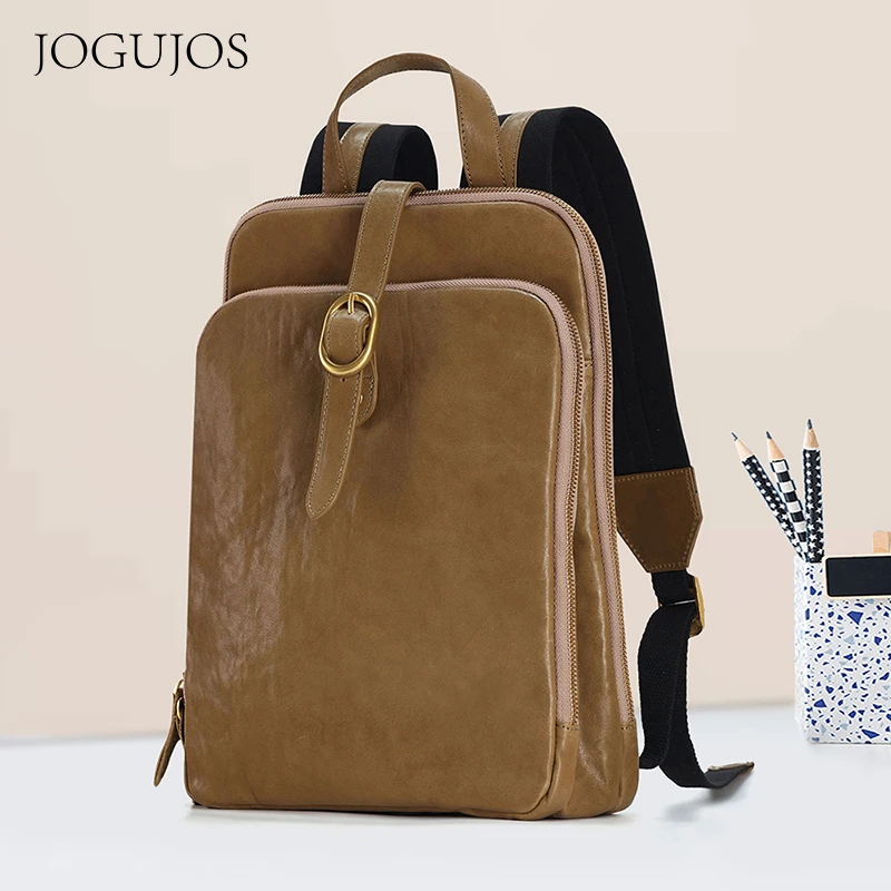 真皮欧美风双肩包出行百搭女士背包植鞣皮多夹层女包牛皮旅行背包