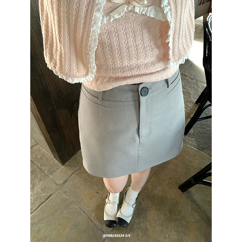 王少女【清清】灰色a字西装显瘦半身裙气质百搭短裙子 B16547S41