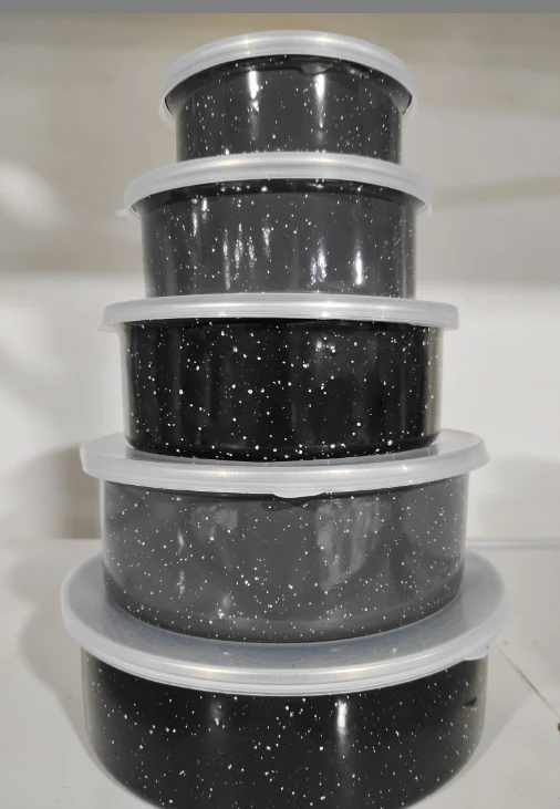 星空搪瓷碗五件套黑色搪瓷碗搪瓷瑕疵处理