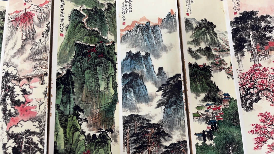 册页高山流水屏装饰画