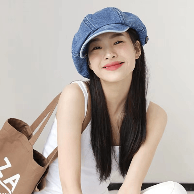 巨显脸小个性云朵帽~大版牛仔八角帽秋季新款帽子女画家帽鸭舌帽