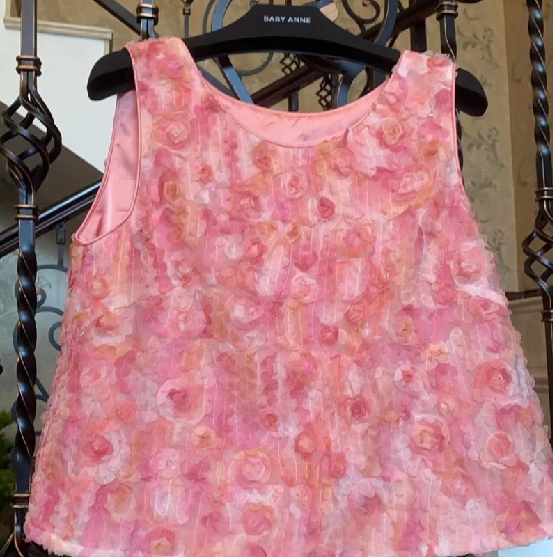 BABY ANNE【Rish Asians】系列贵气粉重工手工刺绣花朵上衣PD242010