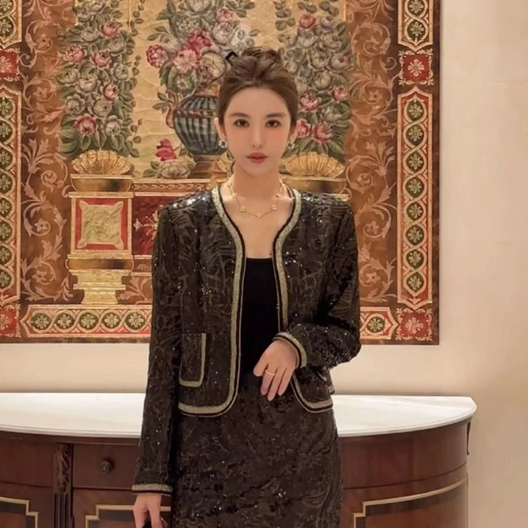 BABY ANNE时尚贵气黑蕾丝套装-上衣/半裙  PD233022-A/B