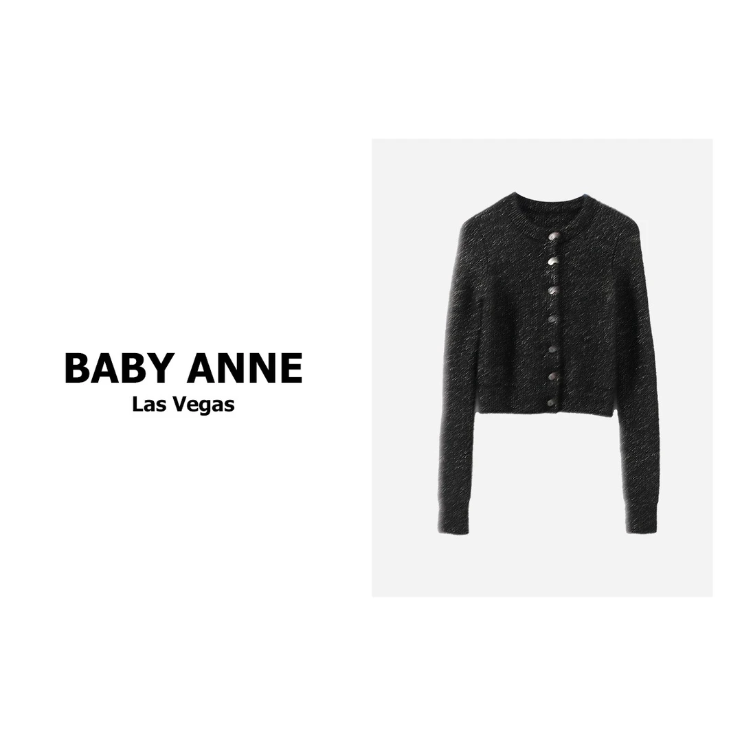 BABY ANNE意大Li闪闪金银丝➕super马海毛不灵不灵短外套 PW233059