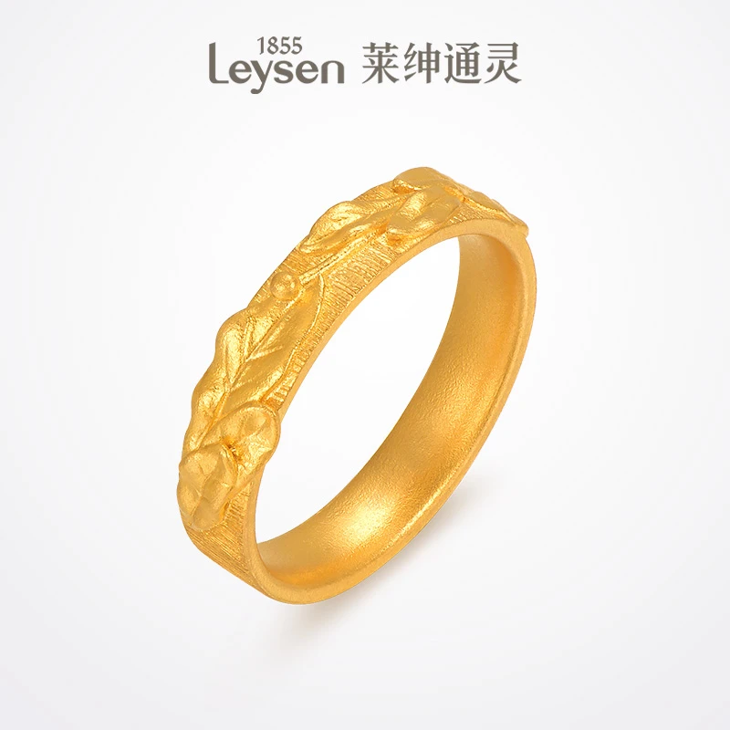 【门店同款】莱绅通灵桃金娘花环套系足金戒指门店计价