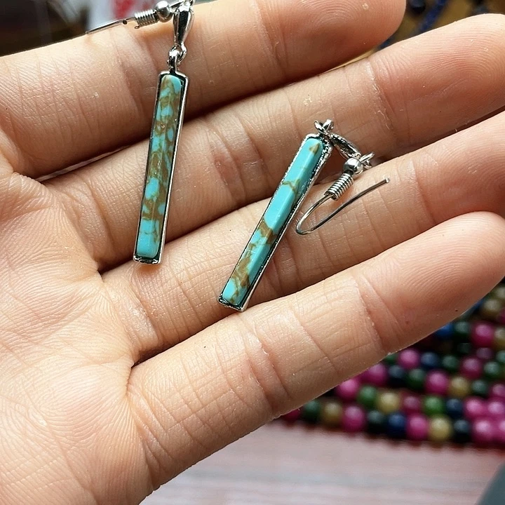 玛瑙/玉髓珠宝半成品合金松石耳坠1对