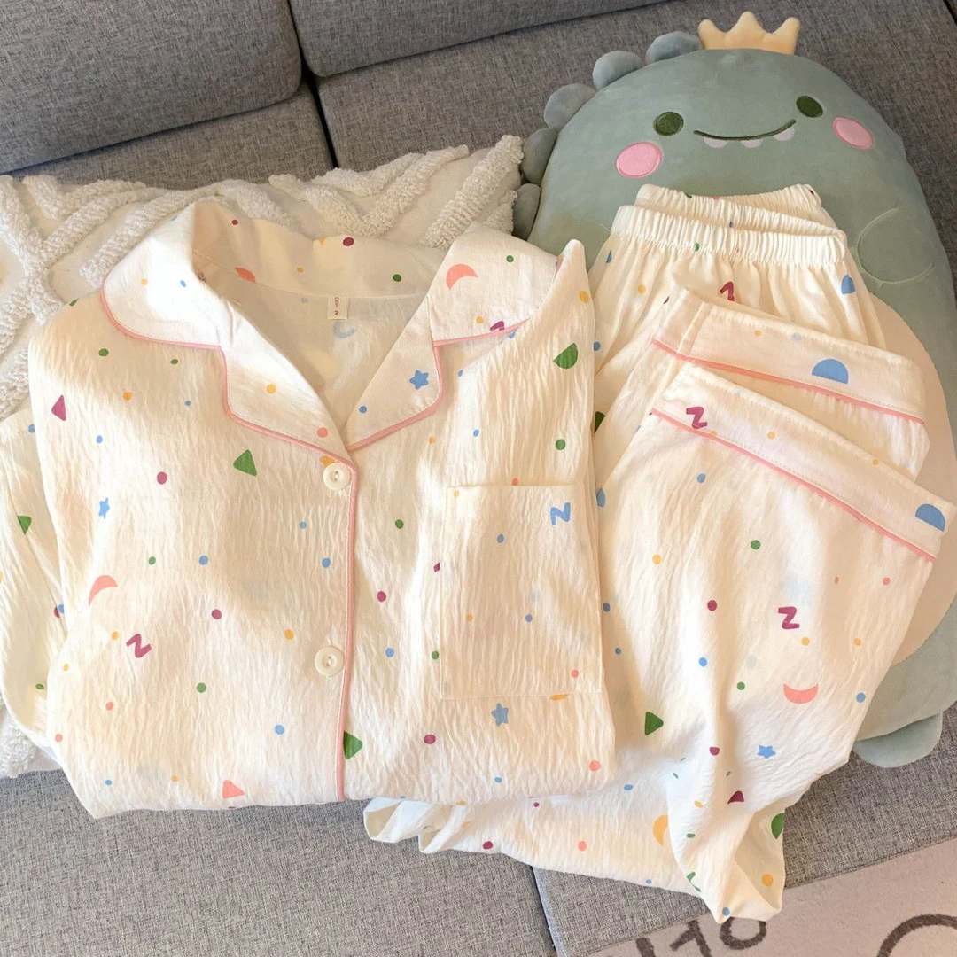 云朵棉春秋季睡衣女长袖长裤宽松卡通可爱韩版大码300斤家居服