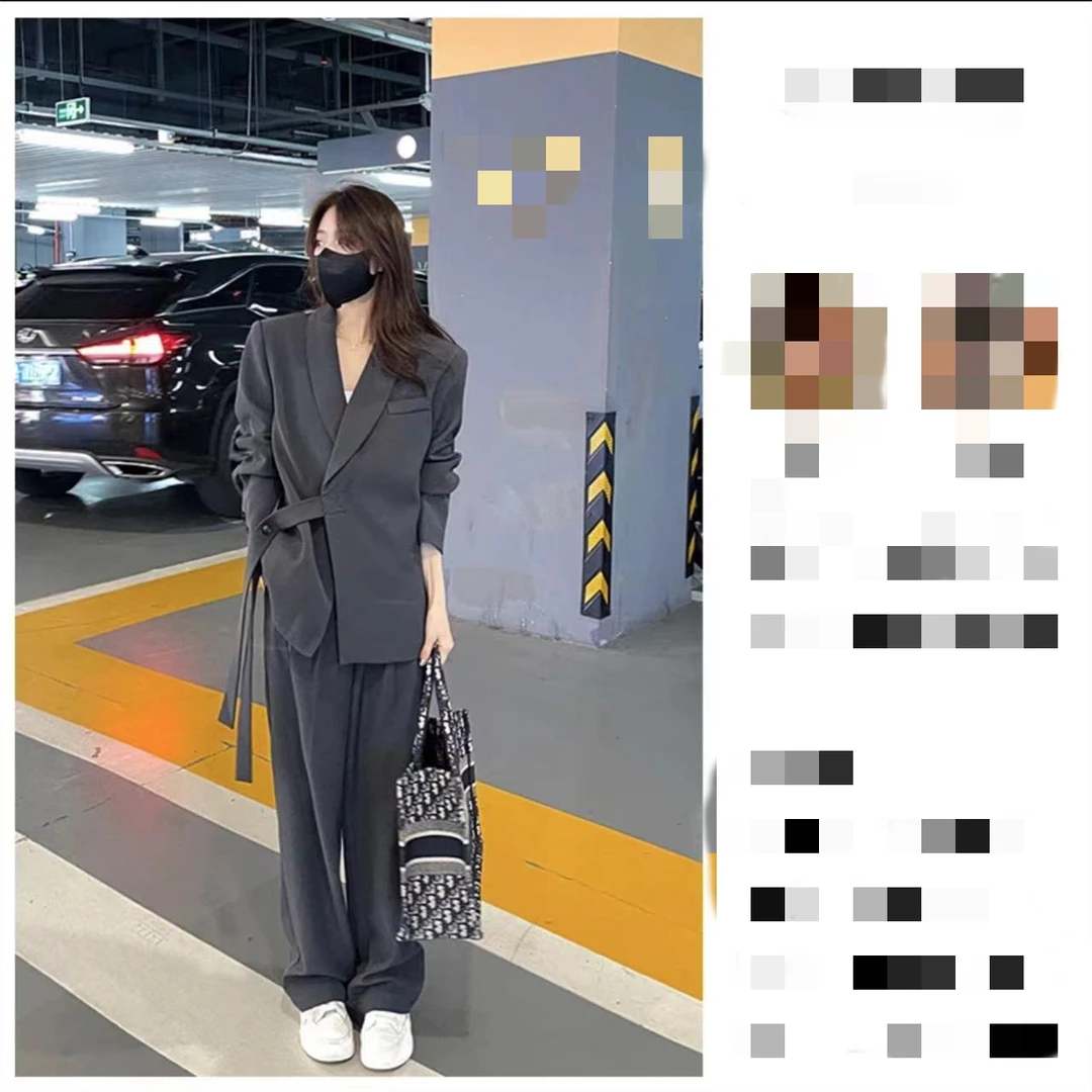 设计感绑带西装外套春季2023新款套装