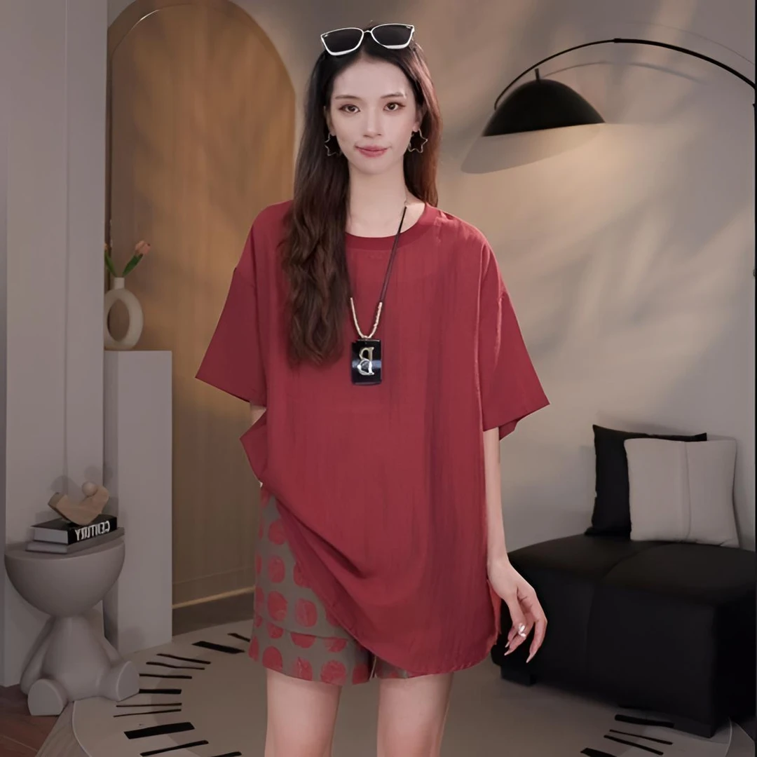 【现货】新款夏季韩系潮流套装百搭圆领宽松净版短袖套装24707