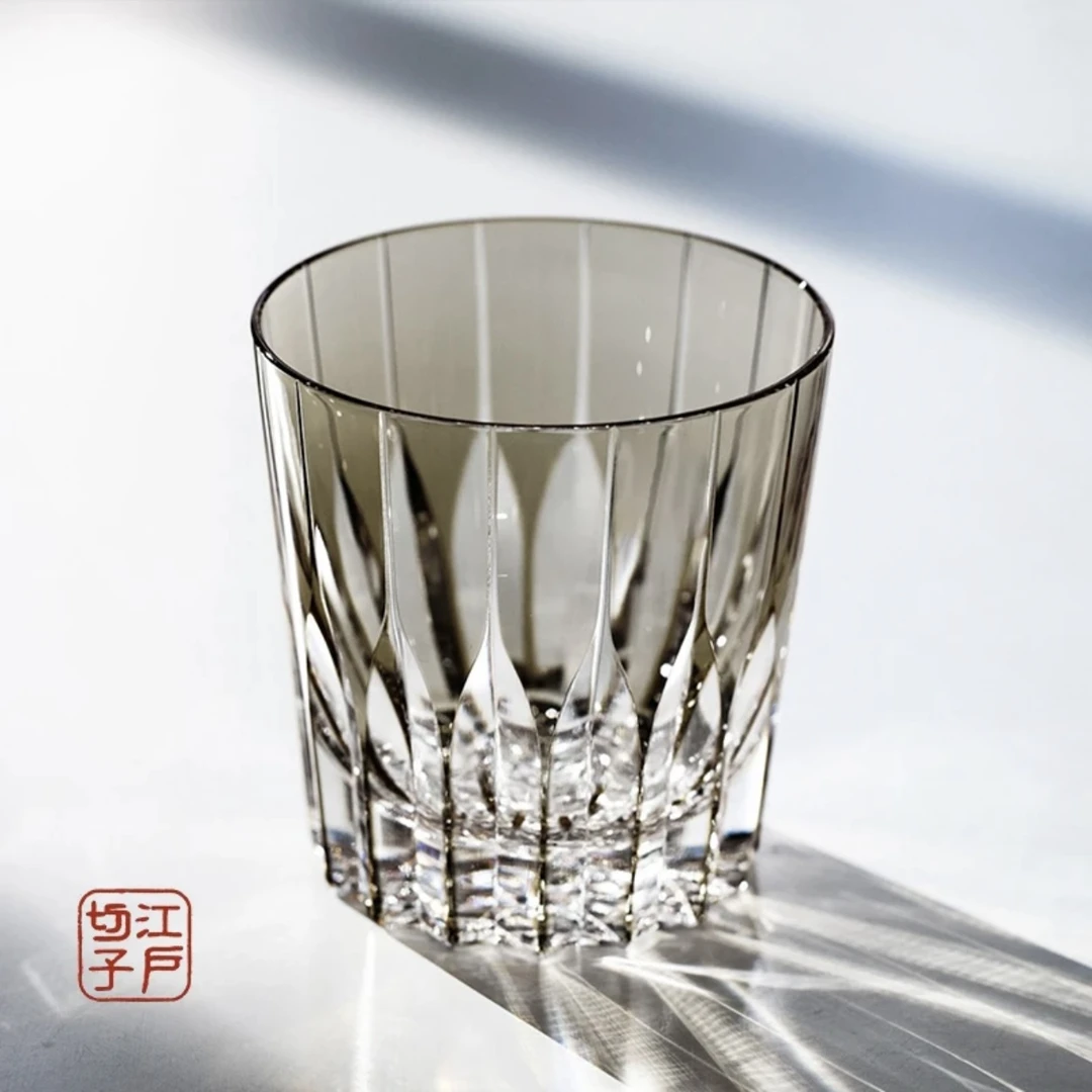 工厂店【深刻星芒】江户切子日式复古手工制水晶玻璃威士忌洋酒杯子