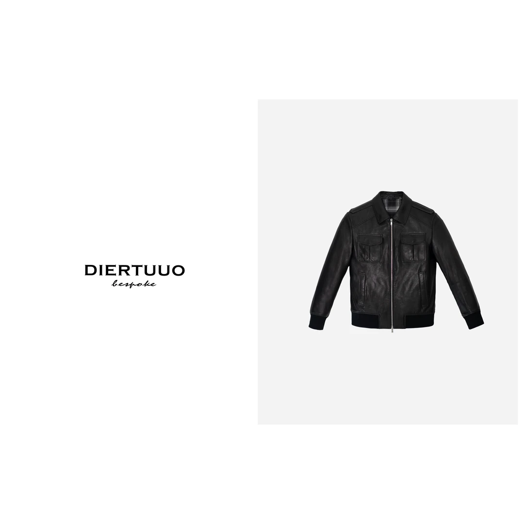 DIERTUUO迪途-男士秋季经典cleanfit复古设计款绵羊皮夹克258152