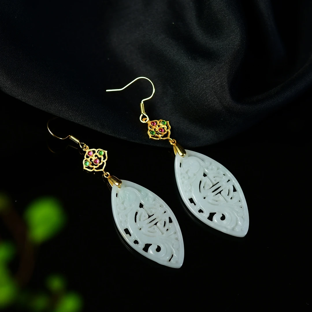 天然A货翡翠耳坠