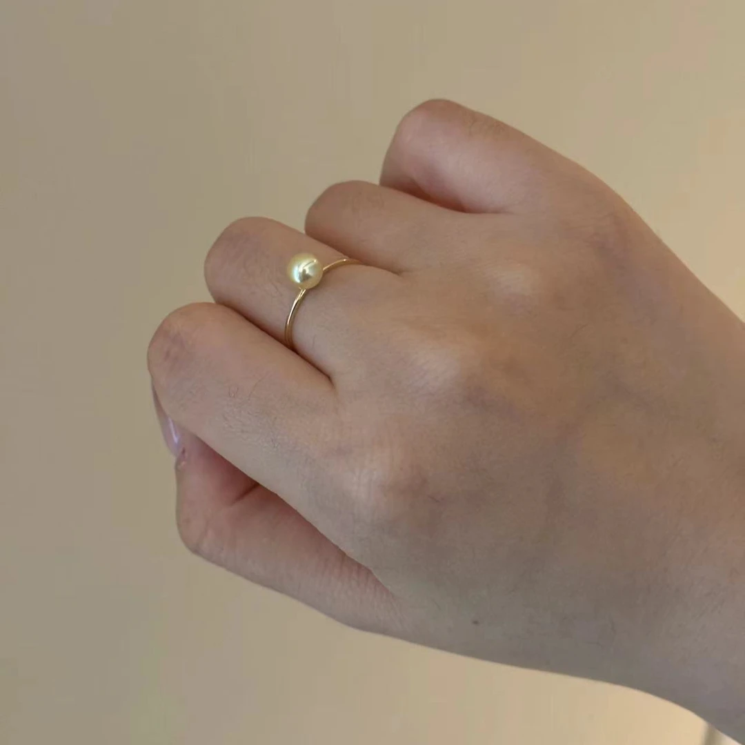 【珠纪儿】海水珍珠羽皇金简约时尚款18K金戒指