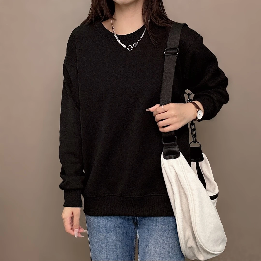 男女同款加绒加厚圆领卫衣华棉宽松秋冬打底内搭外穿【卡码拍小】