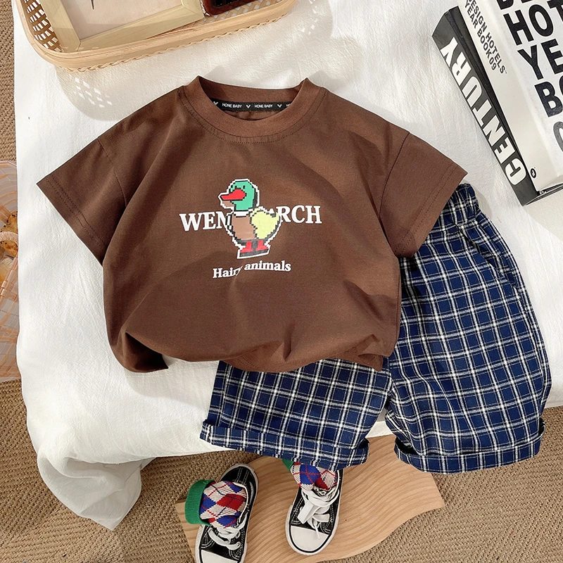 男童T恤短袖夏季2025儿童宝宝棉质中小童夏装短裤两件套套装潮款