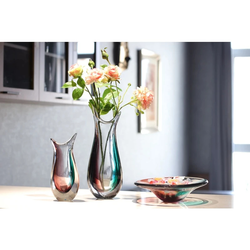 外贸出口轻奢琉璃花瓶独家设计师创意鱼摆件家居插花花瓶手工艺品